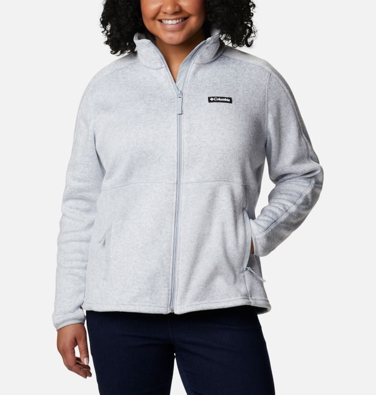 Jachete Din Lână Columbia Pulovere Weather Full Zip Dama Gri Deschis | Plus Size ZT7MA80QZ